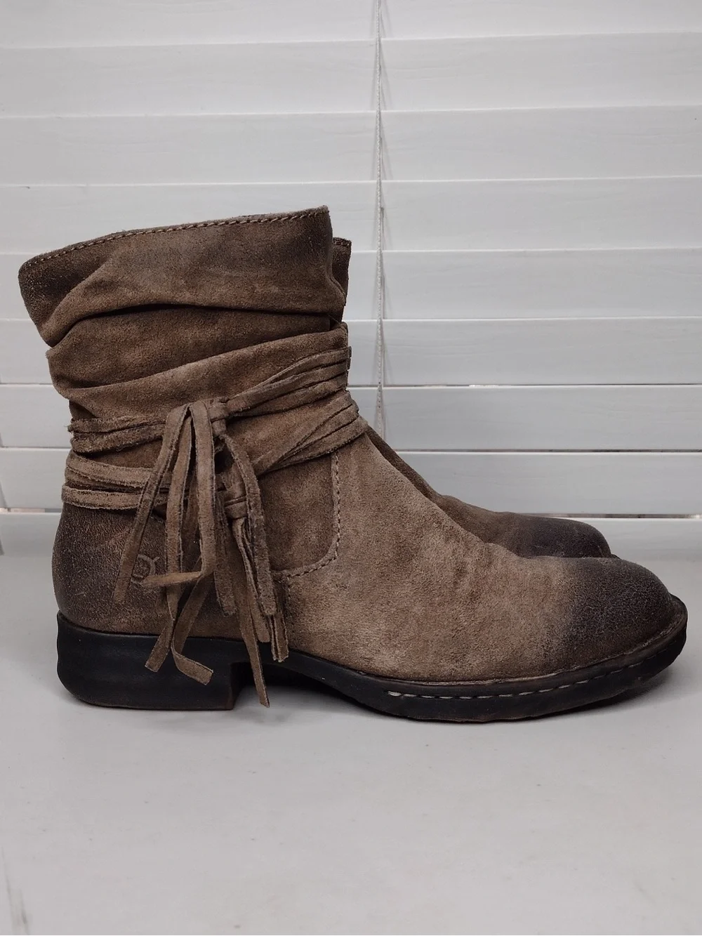 Born Cross Sz 7M Leather Boho Western Ankle Boots - Picture 5 of 13